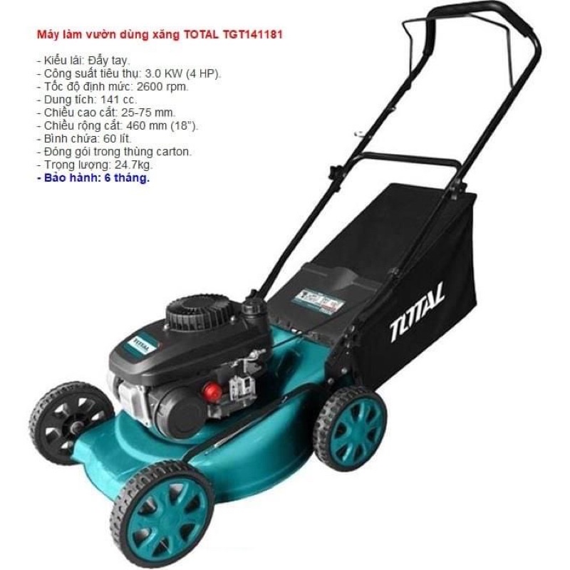 TOTAL MÁY LÀM VƯỜN DÙNG XĂNG 4HP TGT141181 (Cam kết Chính Hãng 100%)