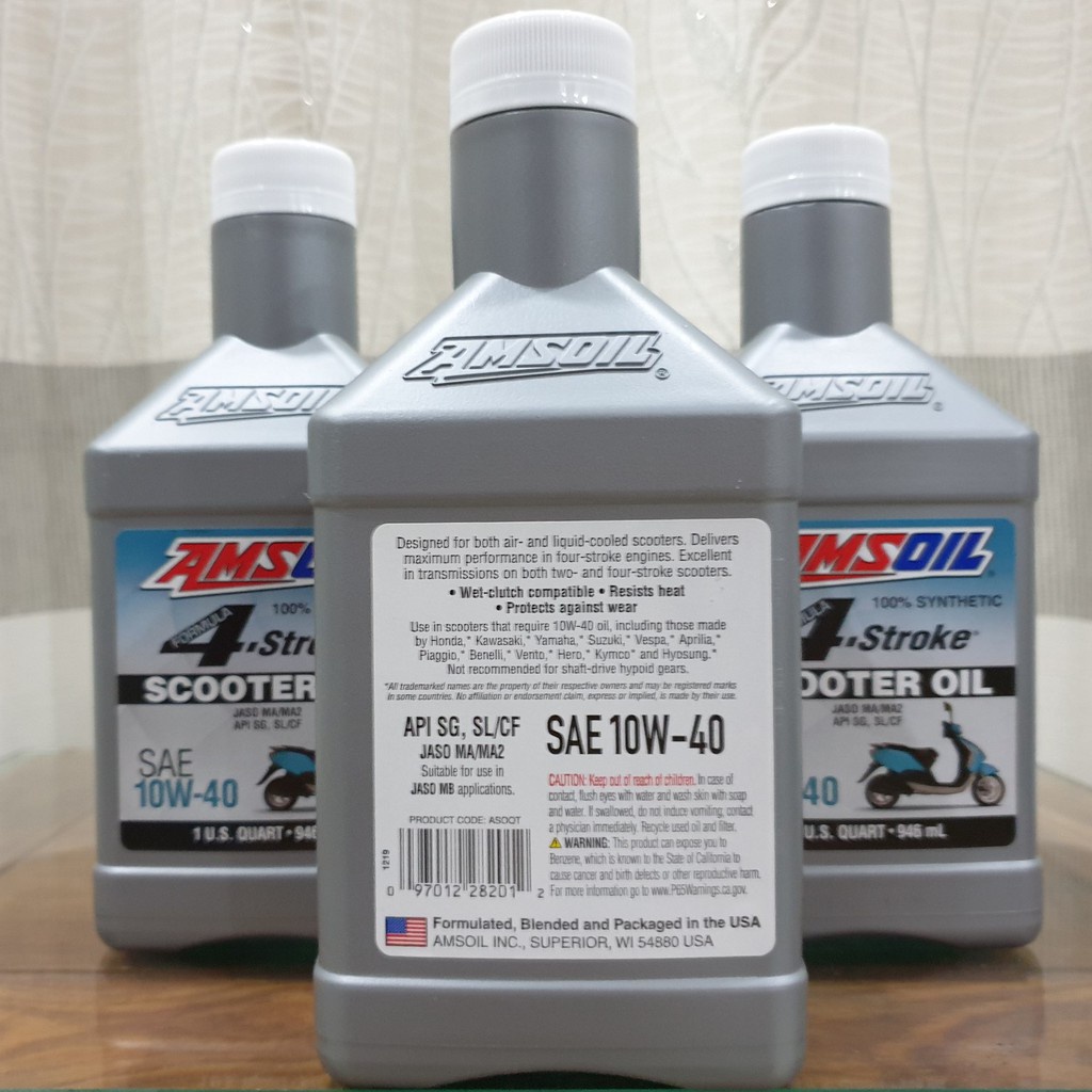 [Chính hãng]  Nhớt Amsoil Synthetic Scooter 10w40 946ml, nhớt xe tay ga Amsoil 10W40 sản phẩm cho xe ga của Mỹ