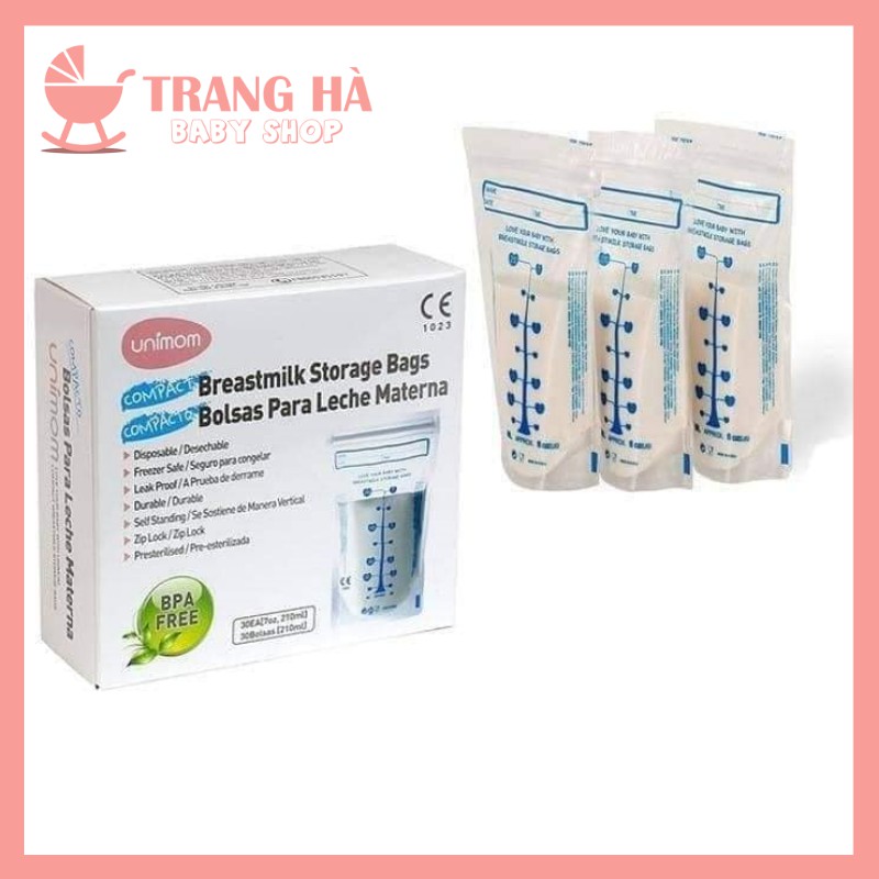 🍒CHÍNH HÃNG🍒 HỘP 30 TÚI ĐỰNG SỮA MẸ (TRỮ SỮA MẸ) UNIMOM COMPACT KHÔNG CÓ BPA 210ML (30 TÚI/HỘP)