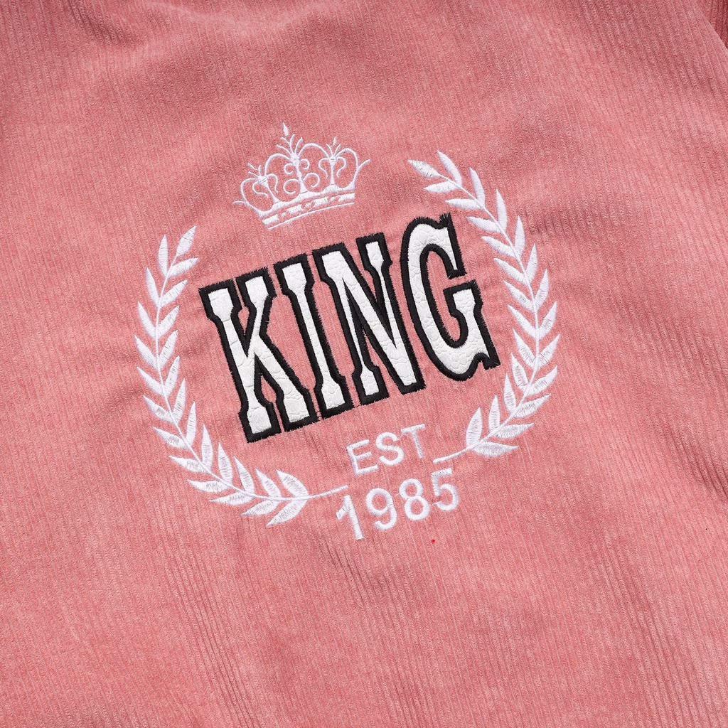 Áo Khoác Nam Nữ Nhung Tăm Jacket Varsity Graffiti King Brand Unisex V2 Màu Hồng