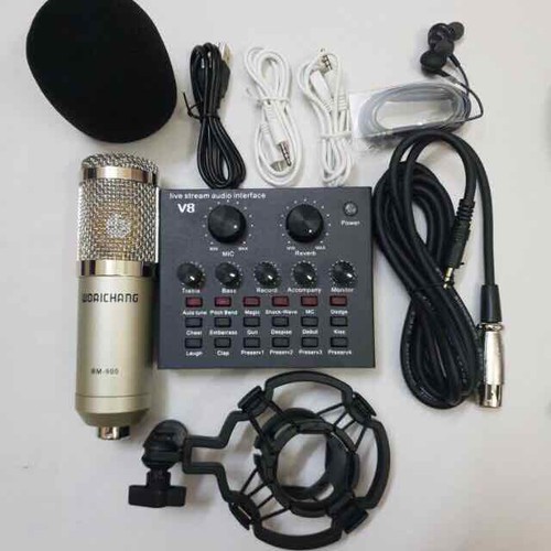 Combo trọn bộ mic thu âm V8s (bản quốc tế)+Mic BM900 9 in 1 Tặng kèm tai chùm GIÁ GỐC