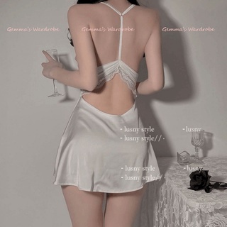 Váy ngủ sexy, đầm ngủ hai dây gợi cảm vải lụa satin phối ren ngực quyến rũ mềm mại tôn dáng