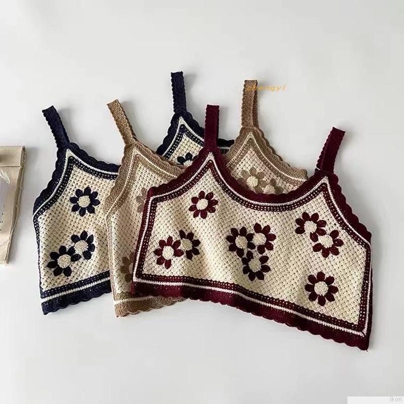 Áo Hai Dây Dệt Kim Họa Tiết Hoa Phong Cách Hàn Quốc Thời Trang Hè Cho Nữ