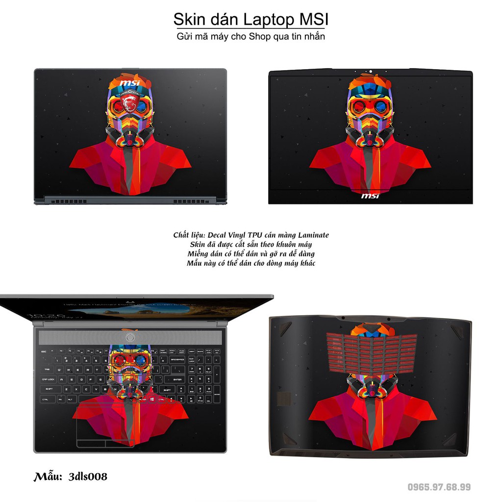 Skin dán Laptop MSI in hình 3D Abstract (inbox mã máy cho Shop)