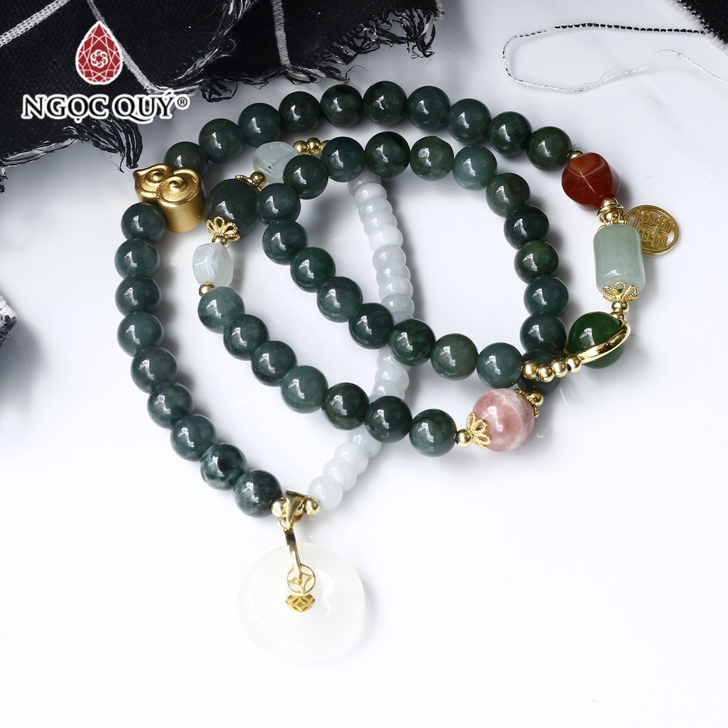 Vòng CT 3 line phối charm bạc mạ vàng - Ngọc Quý