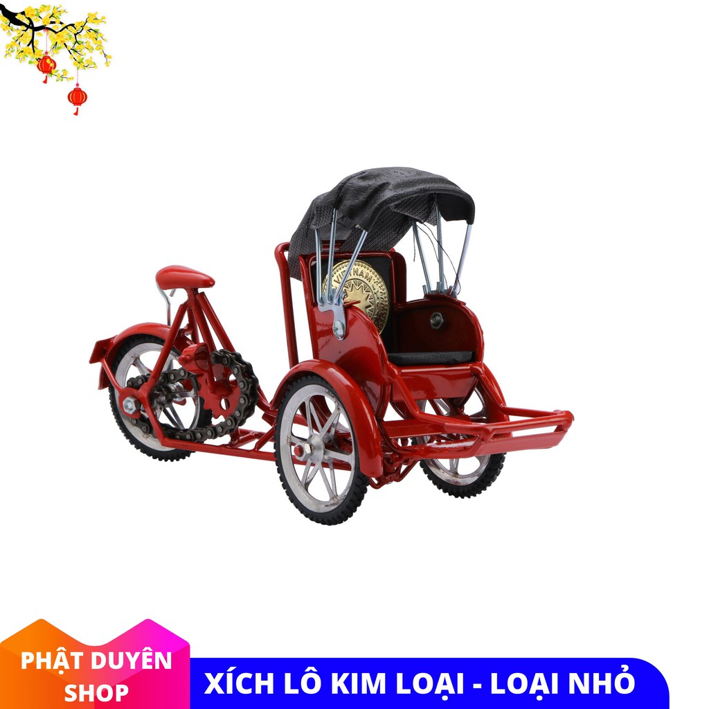 Mô Hình Xe Xích Lô Sắt - Size Lớn - Màu Đỏ