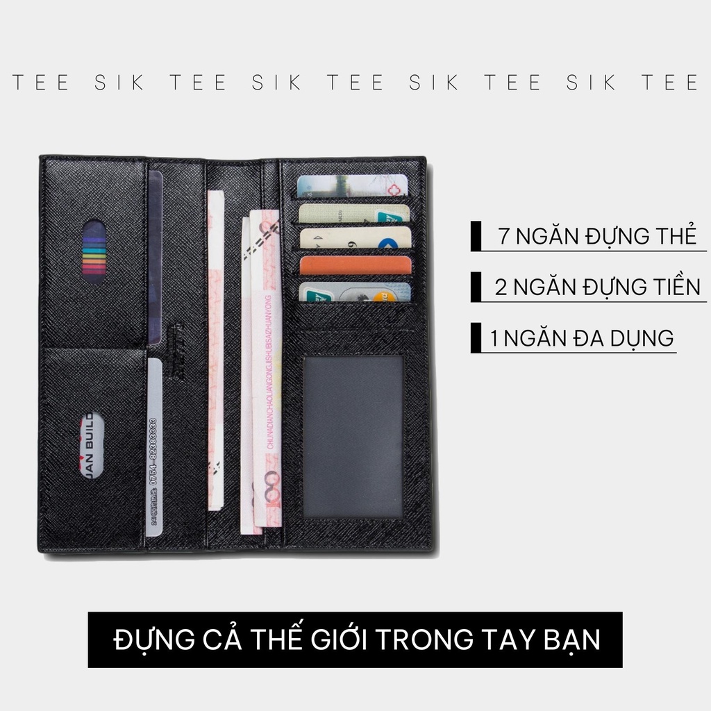 Ví dài nam nữ cầm tay TEE SIK bóp ví đựng tiền dài unisex đựng thẻ da PU cao cấp siêu mỏng nhẹ nhiều ngăn V05