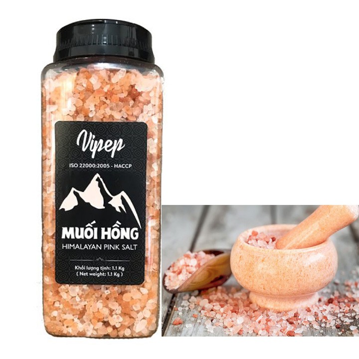 Muối Hồng Himalaya 1.1kg Tặng Cối Xay Nắp Inox Chất Lượng Cao