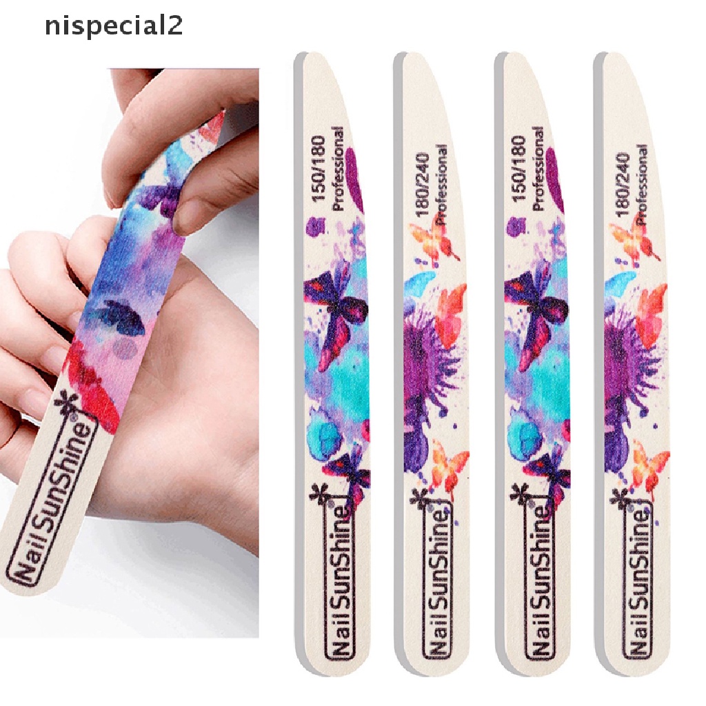[nispecial2] 4Pcs/Lot Wooden Nail Files Butterfly Printed Strong Sandpaper White Wood Files [new]