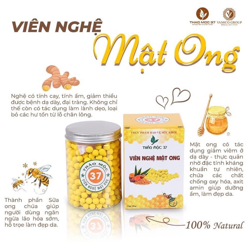 Viên Nghệ Mật Ong Thảo Mộc 37 Hũ 500 Viên