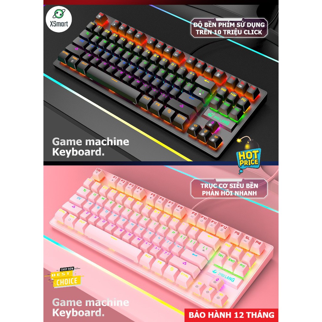 Bàn phím cơ gaming có LED cho máy tính laptop pc Crack K2 PRO dòng keyboard chiến mọi tựa game như pubg, lol, đột kích