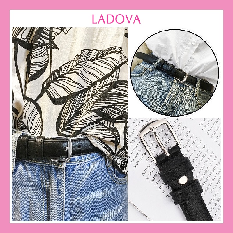 Thắt lưng nữ bản nhỏ cá tính khóa vuông phong cách Hàn Quốc loại 1 dài 105cm rộng 2.5cm LADOVA TL01