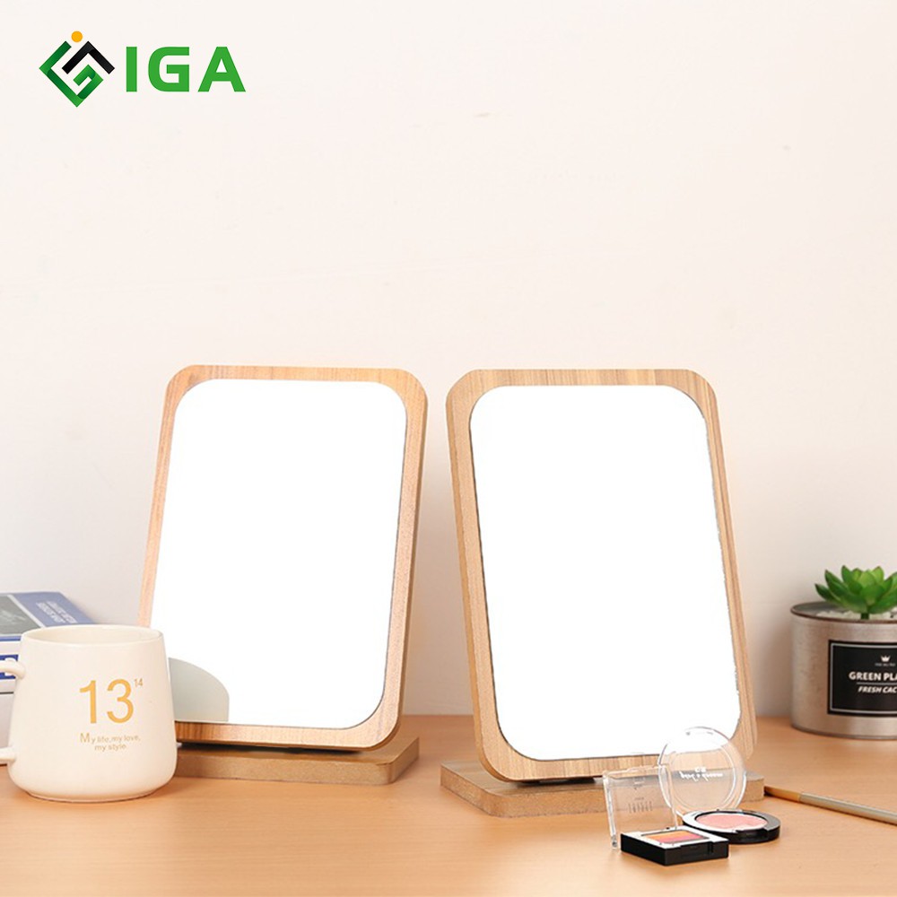 Gương Soi Trang Điểm IGA Gỗ Để Bàn B Mirror GP120