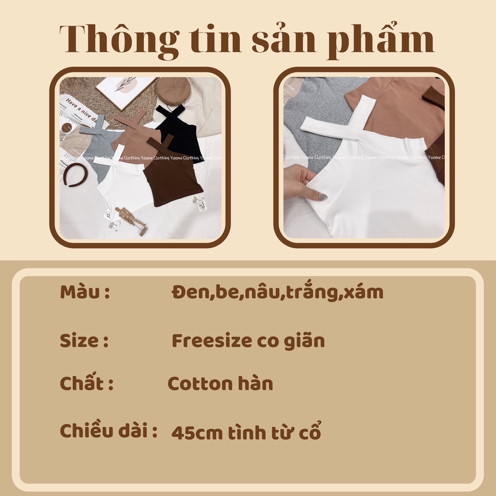 Áo croptop cổ yếm cổ xoắn chất cotton hàn ôm dáng cho nữ Yoome clothing