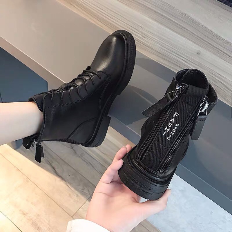 (Sẵn 36/38) Boots da lì khoá kéo sau hàng Quảng Châu | BigBuy360 - bigbuy360.vn