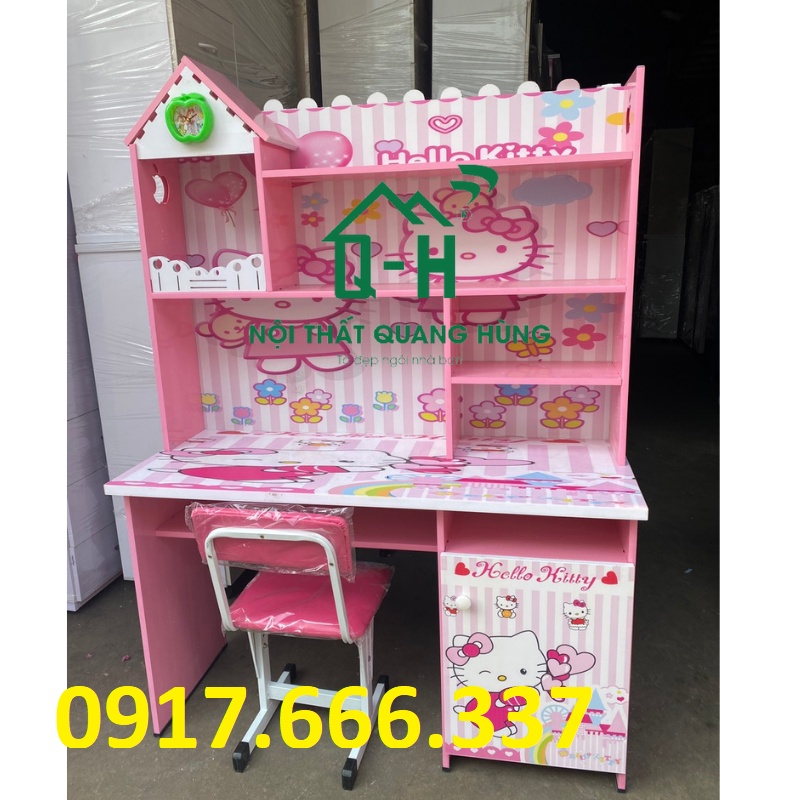 BỘ BÀN HỌC SINH NHỰA KITTY DÀNH CHO BÉ GÁI 1MX1M7X45CM