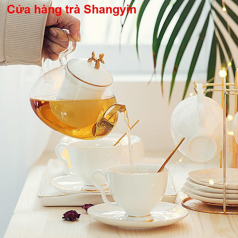 cốcBộ trà chiều kiểu Anh, tách hoa phong cách Châu Âu, ấm thơm, quả bằng sứ thủy tinh Nhật Bản