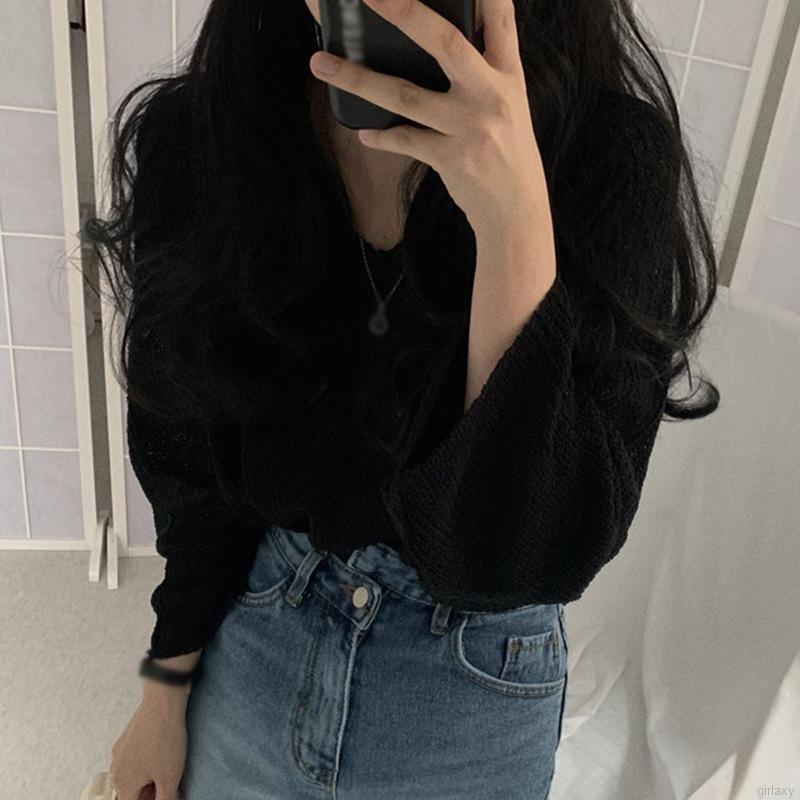 Áo sweater kiểu mỏng tay dài dáng rộng phong cách Hàn Quốc xinh xắn cho nữ | BigBuy360 - bigbuy360.vn