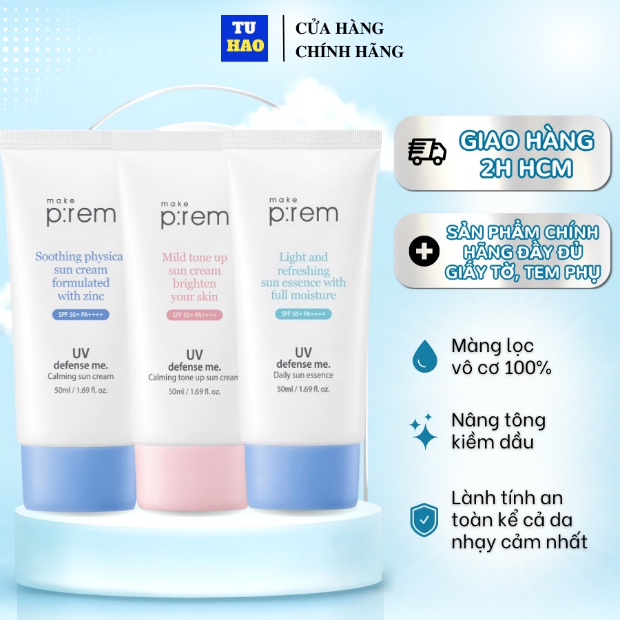 Kem Chống Nắng Vật Lý Make Prem UV Sun Cream Make P:rem SPF 50+ PA++++ 70ml