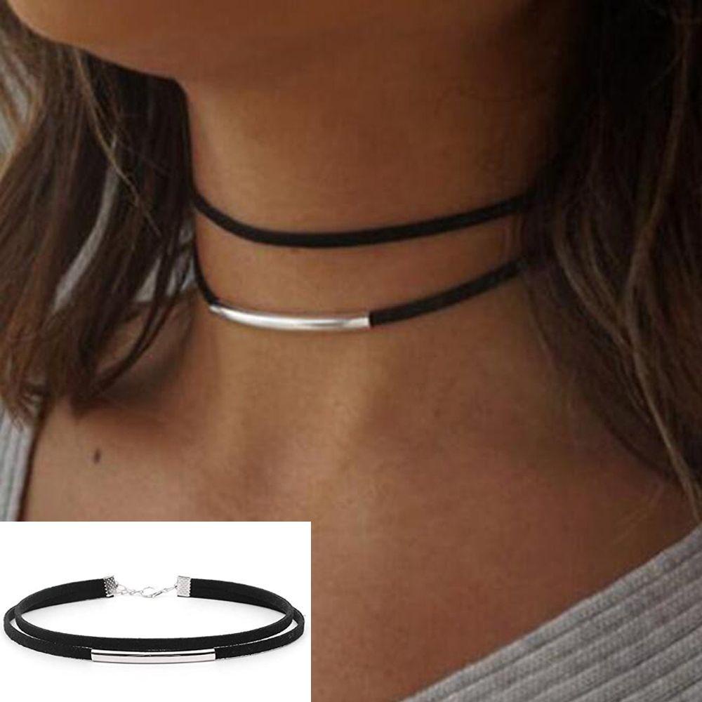 Dây Chuyền Choker Màu Đen Phong Cách Harajuku Thời Trang Cho Nam Và Nữ