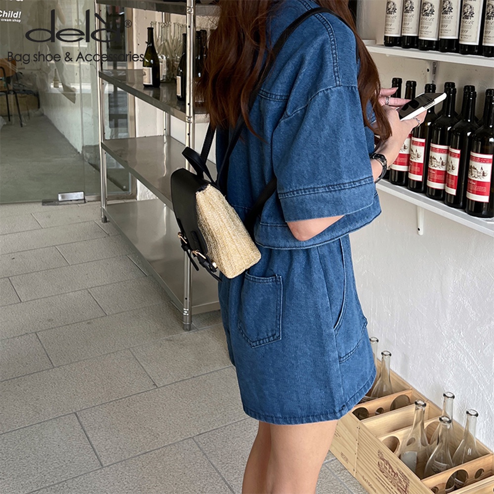 Dela Ba Lô Đeo Vai Cỡ Nhỏ Thiết Kế Đan Rơm Thời Trang Mùa Hè Phong Cách Hàn Quốc Cho Nữ