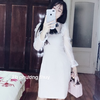 Váy dạ tweed cực xinh với 3 màu trắng đen và hồng