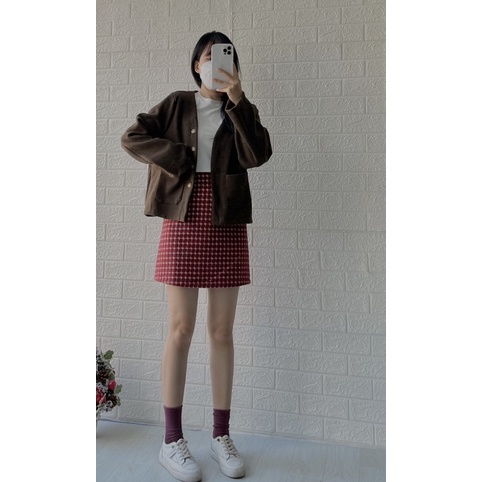 Chân váy dạ kẻ