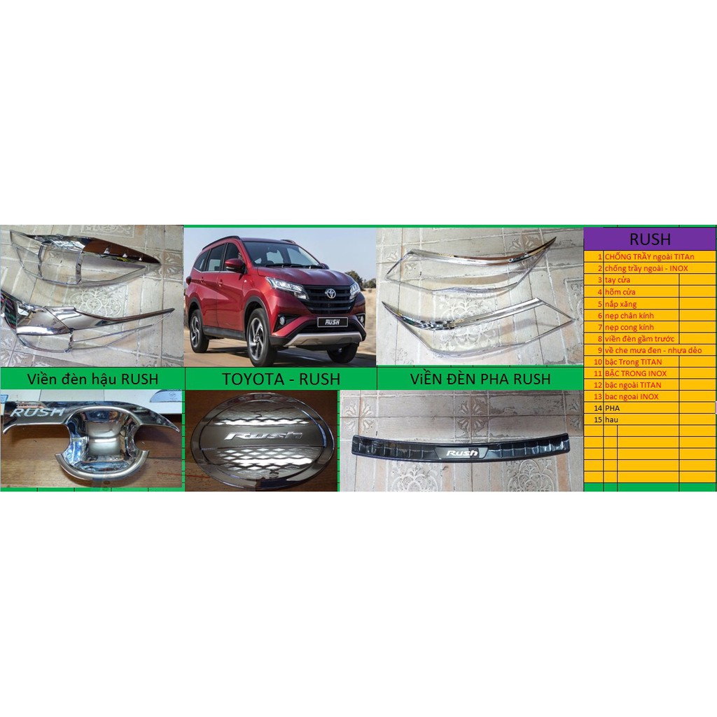 Phụ Tùng rush, Phụ Kiện, Đồ Chơi , Trang Trí, Làm Đẹp xe Toyota RUSH