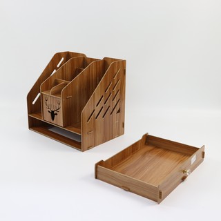 Khay Gỗ Để Bàn Dụng Cụ Lưu Trữ Giấy Tờ KS-08