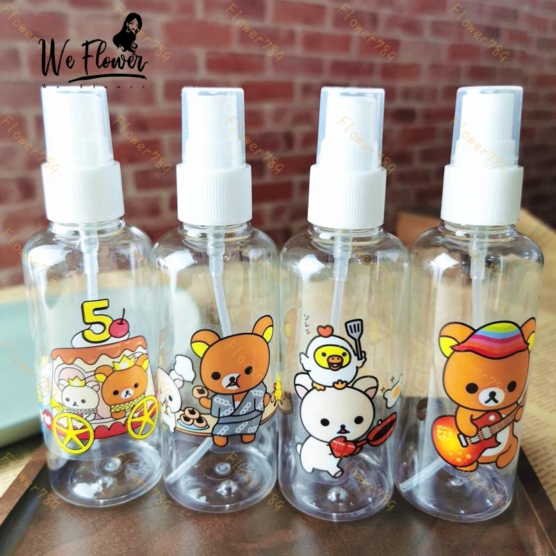 Chai rỗng dạng xịt WE FLOWER bằng nhựa trong suốt họa tiết hoạt hình bắt mắt 50ml/100ml