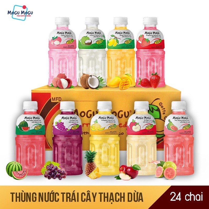 Nước uống Mogu Mogu vị trái cây với thạch dừa thơm ngon giúp bổ sung vitamin thiết yếu