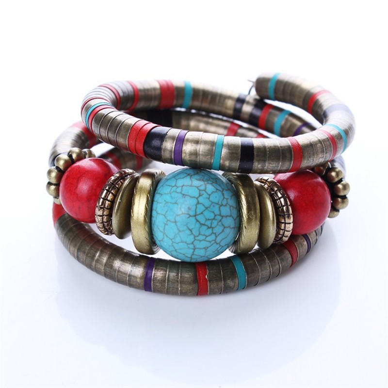 Vòng đeo tay đá ngọc lam nhân tạo phong cách Boho đẹp mắt