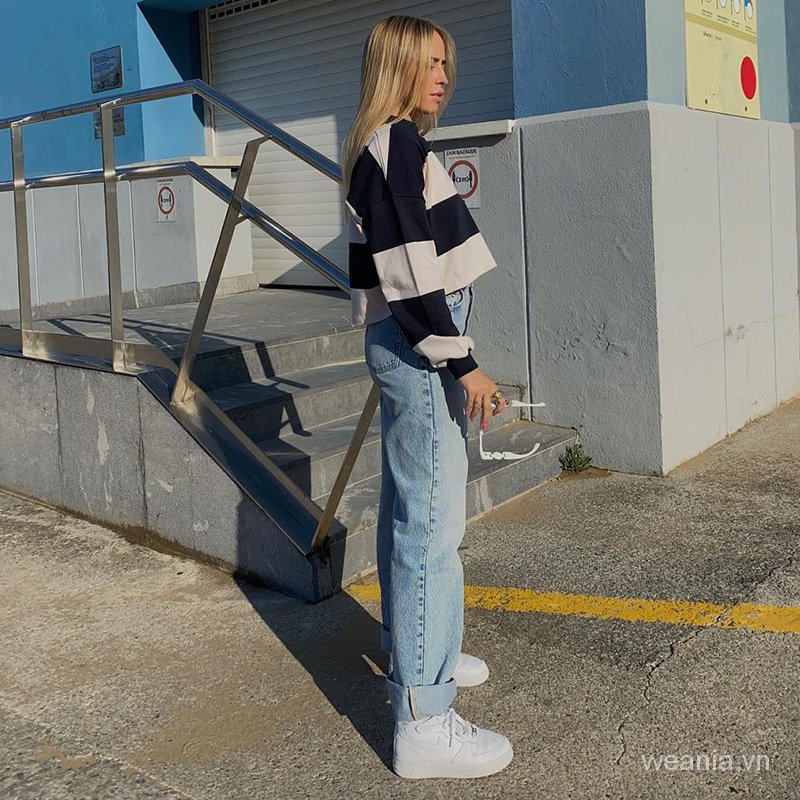 Áo polo tay dài kẻ sọc thời trang trẻ trung 1 màu lựa chọn