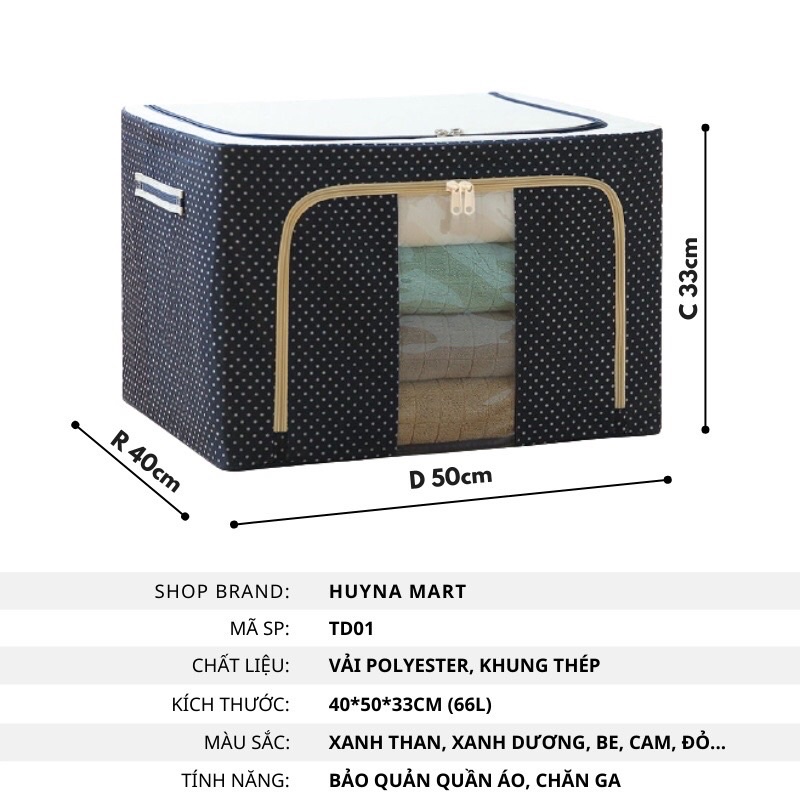 Hộp Đựng Quần Áo Chăn Màn Khung Sắt Gấp Gọn Cao Cấp Loại To