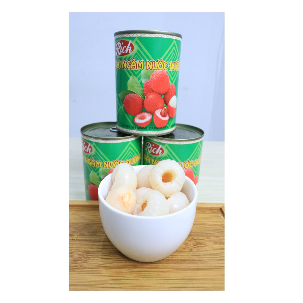 Vải Thiều Ngâm Nước Đường Rich 565gram có 15 trái to | BigBuy360 - bigbuy360.vn