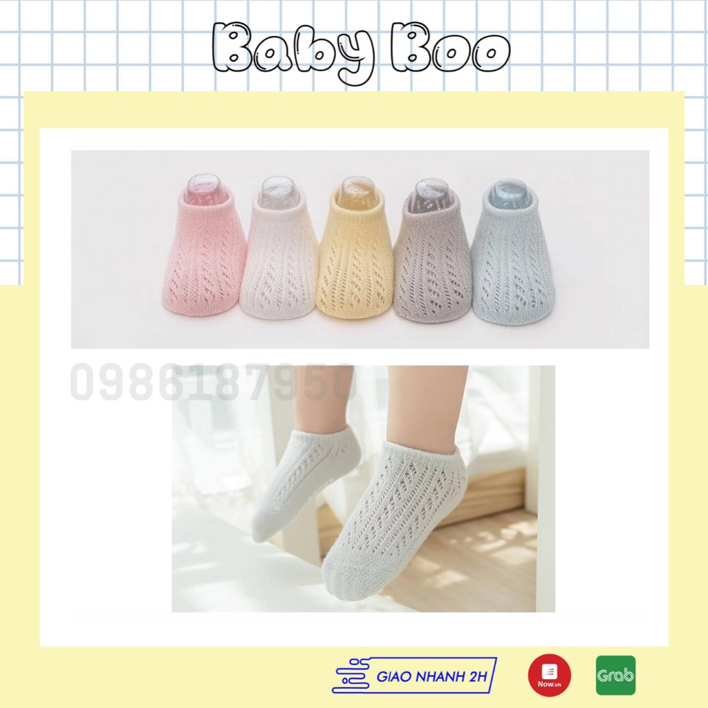 Tất lưới kidsock cho bé có chống trượt set 5 đôi [ babyboo ]