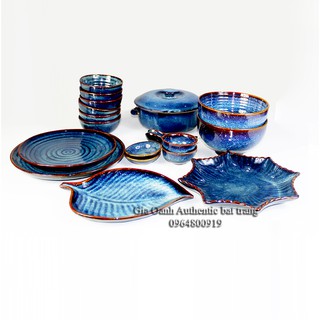 XỊN XÒ-Bộ đồ ăn CAO CẤP men xanh hỏa biến - Chuyên dùng cho nhà hàng khách sạn 5 sao-Gốm sứ Gia Oanh authentic Bat tràng