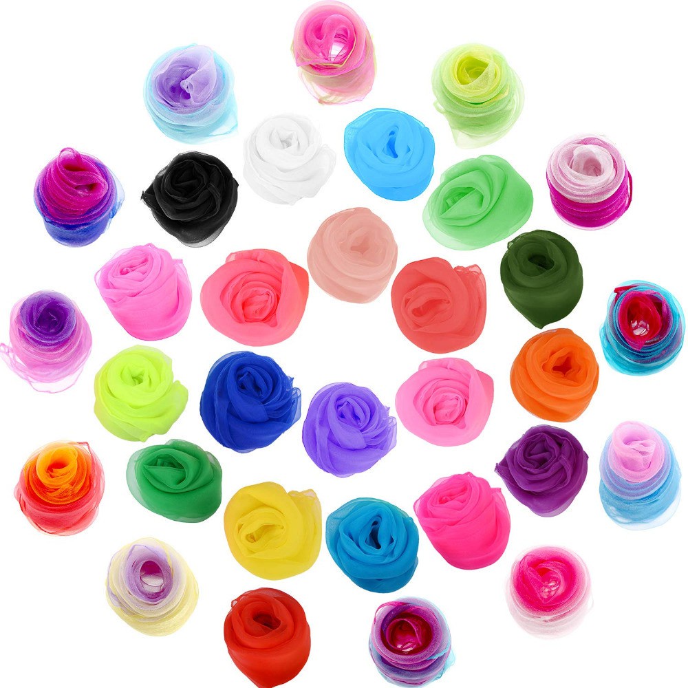 Khăn Choàng Cổ Hình Vuông Chất Liệu Chiffon Màu Trơn Thời Trang Cho Nữ Dự Tiệc Halloween