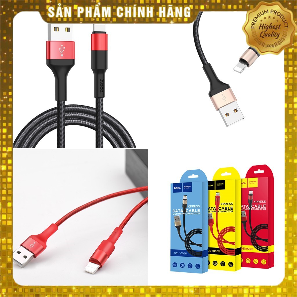 Dây sạc nhanh type c bọc dù siêu bền hoco x26 , sạc nhanh 3.0 , hàng chính hãng , dây dù chống đứt, siêu bền