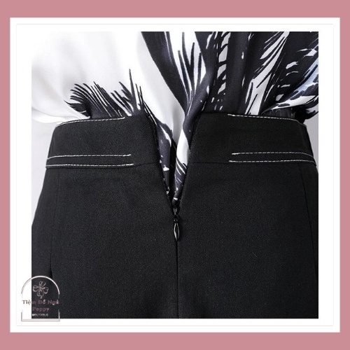 [Qùa tặng dây cột tóc] Quần giả váy cạp chéo viền chỉ nổi, Chân váy đen kèm lót trong váy POPPY QGV-V01 | BigBuy360 - bigbuy360.vn