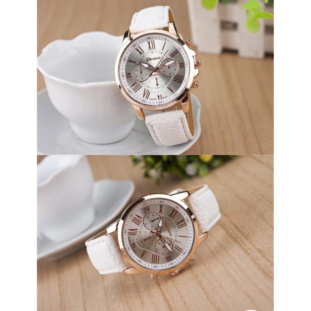 Đồng Hồ Quartz Chạy Kim Geneva (J-103) Với Dây Đeo Da