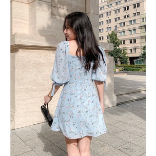Đầm CAREN - Đầm hoa tay lửng phồng nhẹ