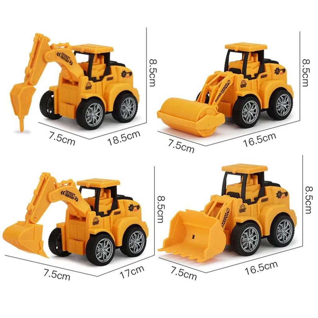 Xe ô tô đồ chơi chạy cót dạng ấn - 8 xe công trường - Đồ chơi trẻ em trí tuệ