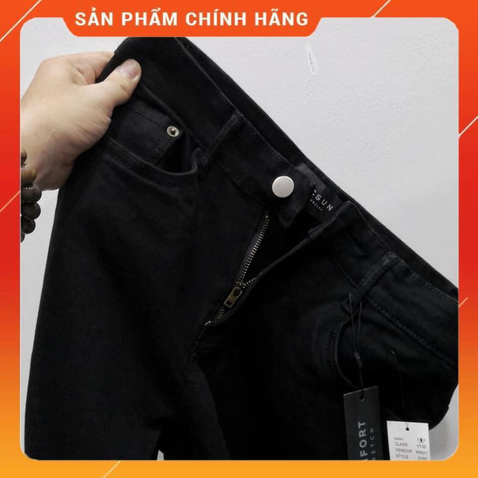 (Có video thật) Quần jean Pacsun đen zipper trơn và rách gối cao cấp -v1
