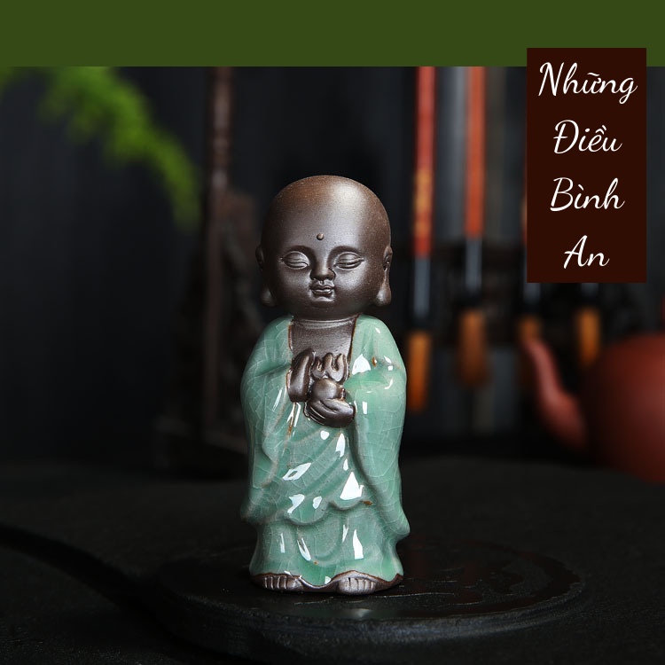 Tượng chú tiểu Gốm mini trang trí nhà cửa, ô tô Nhiều Mẫu TẶNG MIẾNG DÁN ĐẾ 💕FREESHIP 50k💕 Những Điều Bình An