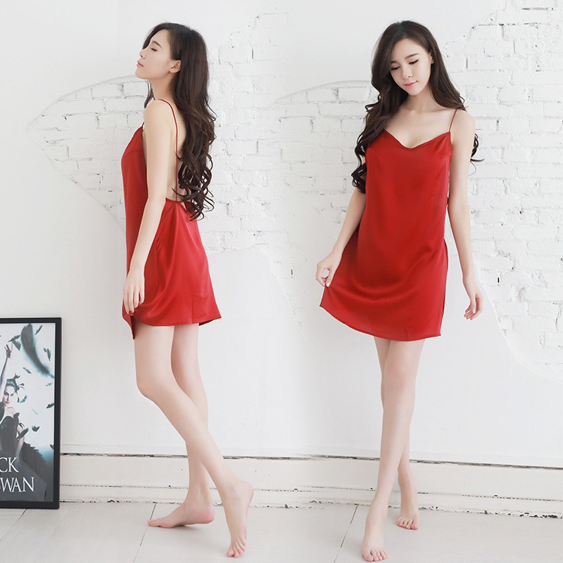 Đồ Ngủ Sexy  Váy Ngủ Gợi Cảm 2 Dây ❣️Freeship- Hình Ảnh Thật❣️ Phi Lụa Satin Quyến Rũ