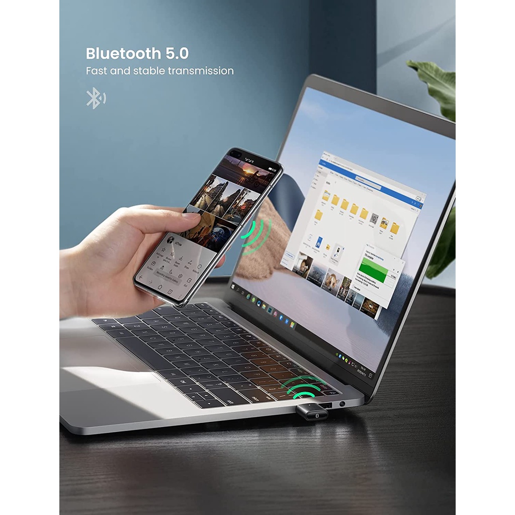 Thiết bị USB thu phát Bluetooth 5.0 UGREEN 80889 cho máy tính laptop - Hàng phân phối chính hãng - Bảo hành 18 tháng