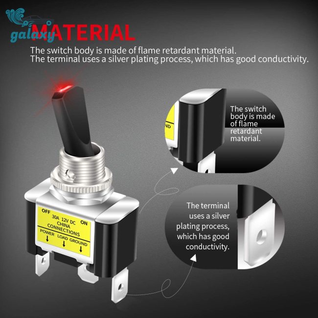 1 Cặp Công Tắc Đòn Bẩy Có Đèn Led 12v/30a Cho Xe Hơi