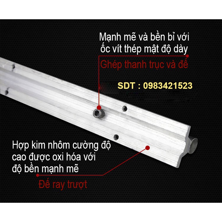 Ray trượt tròn có đế phi 20 ( đơn vị 500mm). cắt theo chiều dài yêu cầu