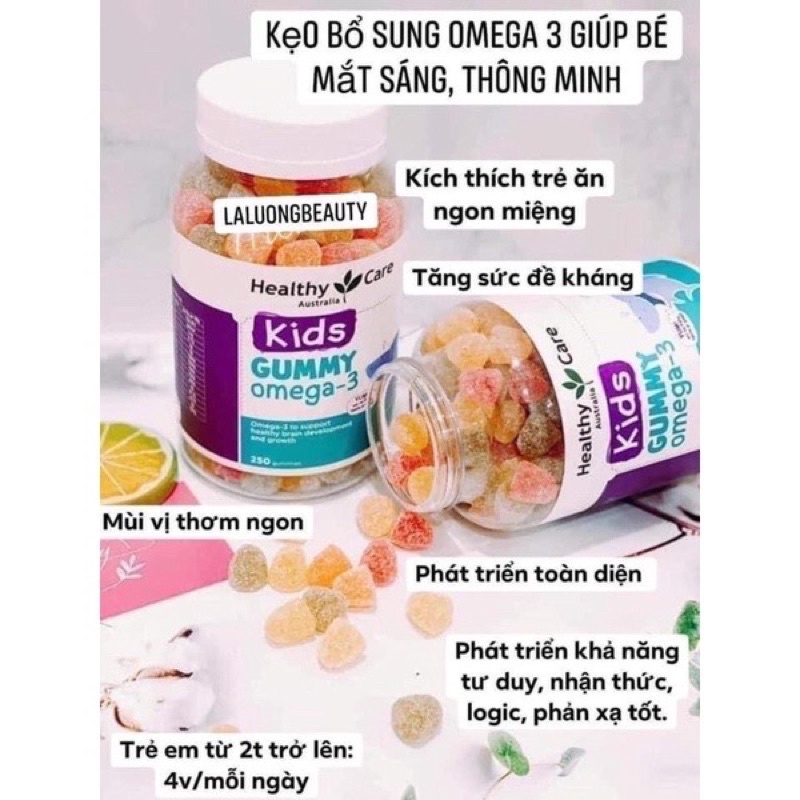 Kẹo dẻo DHA Gummy Omega 3 Healthy Care 250 viên